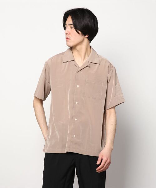 qwerty（クワーティ）の「qwerty (クワーティ)OPEN COLLAR SHIRTS オープンカラーシャツ（シャツ/ブラウス・メンズ・ブラック/ベージュ・FREE）」の3枚目の写真