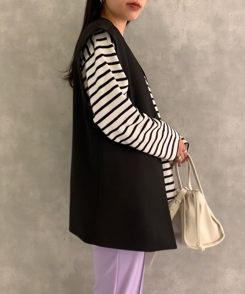 AS KNOW AS PINKY（アズノゥアズピンキー）の「スララっときれいなジレ　セットアップ可能（その他アウター・レディース・ブラック/イエロー/ライトグリーン/ブラック系その他/ピンクベージュ/ピンク系その他・FREE）」の13枚目の写真