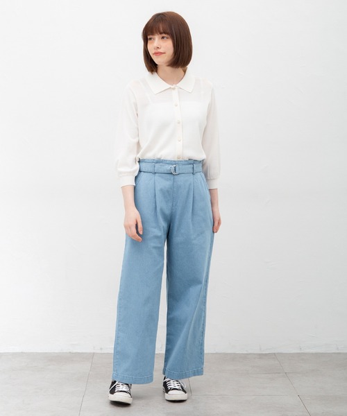 Honeys(ハニーズ)の「デニムストレートパンツ(デニムパンツ・レディース・ブルー/ライトインディゴブルー/インディゴブルー/アイボリー・M/LL/S/L)」の20枚目の写真