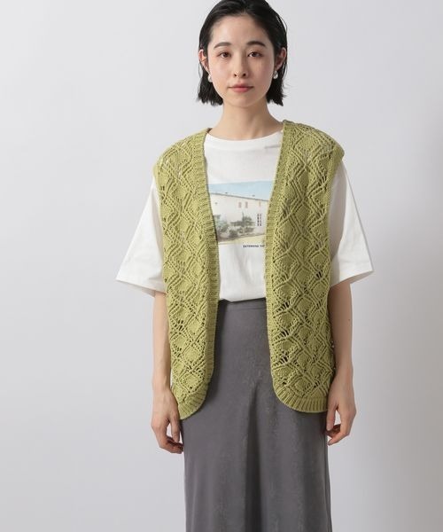 LOWRYS FARM（ローリーズファーム）の「マクラメベスト　275070（ベスト・レディース・オフホワイト/ブラック/グリーン/ブルー・FREE）」の3枚目の写真