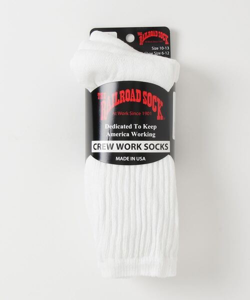 Railroad Sock(レイルロードソック)の「【RAILROAD SOCK】レイルロードソック WELT TOP CREW SOCKS(ソックス/靴下・メンズ・ホワイト/ブラック/グレー・ONESIZE)」の2枚目の写真