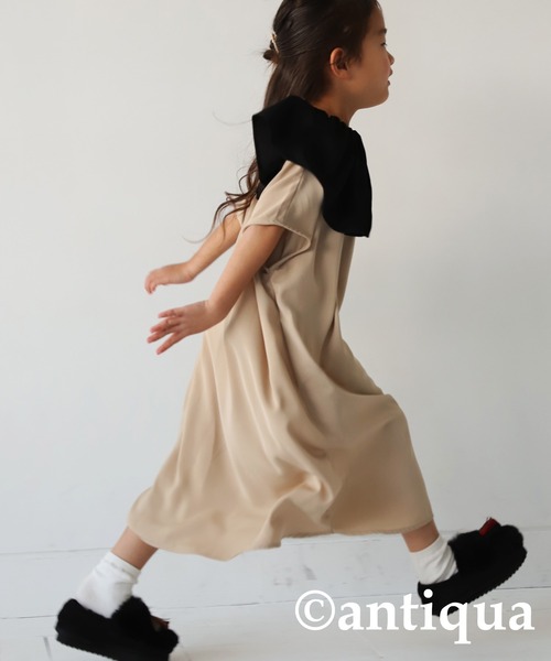 antiqua（アンティカ）の「フリル衿ワンピース（ワンピース・キッズ・ネイビー/ベージュ/ブラック・4/3/5/6）」の18枚目の写真
