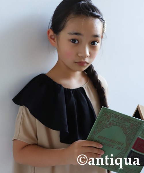 antiqua（アンティカ）の「フリル衿ワンピース（ワンピース・キッズ・ネイビー/ベージュ/ブラック・4/3/5/6）」の20枚目の写真