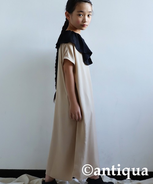 antiqua（アンティカ）の「フリル衿ワンピース（ワンピース・キッズ・ネイビー/ベージュ/ブラック・4/3/5/6）」の19枚目の写真