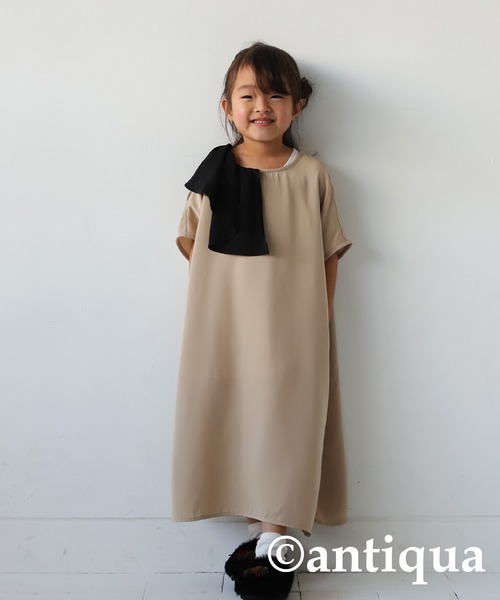 antiqua（アンティカ）の「フリル衿ワンピース（ワンピース・キッズ・ネイビー/ベージュ/ブラック・4/3/5/6）」の17枚目の写真