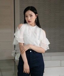 ANDGEEBEE | シフォンフリルトップス(その他トップス)