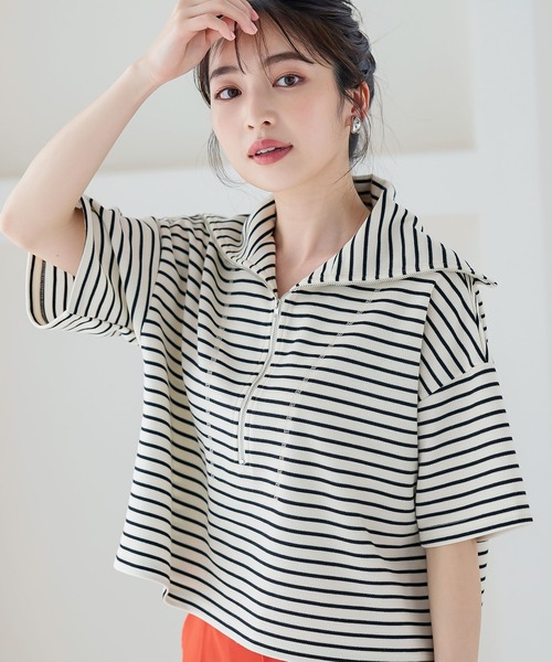 KOBE LETTUCE(コウベレタス)の「ワッフルボーダーセーラートップス(Tシャツ/カットソー・レディース・ブラック系その他2/ブラック系その他/ピンク系その他/ブラウン系その他・FREE)」の2枚目の写真