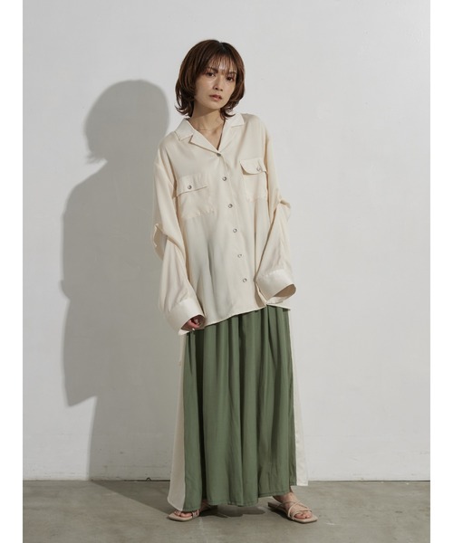 rem closet(レムクローゼット)の「2wayスリーブシャツ(シャツ/ブラウス・レディース・ダークグレー/アイボリー・FREE)」の4枚目の写真