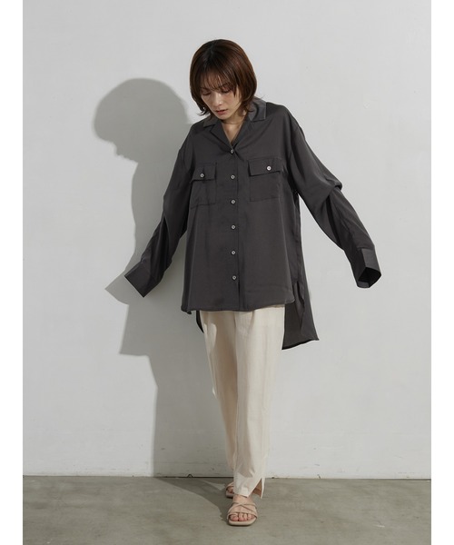 rem closet(レムクローゼット)の「2wayスリーブシャツ(シャツ/ブラウス・レディース・ダークグレー/アイボリー・FREE)」の21枚目の写真