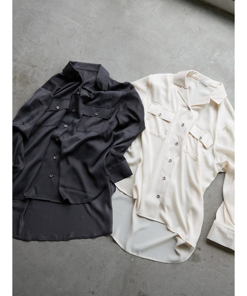 rem closet(レムクローゼット)の「2wayスリーブシャツ(シャツ/ブラウス・レディース・ダークグレー/アイボリー・FREE)」の14枚目の写真