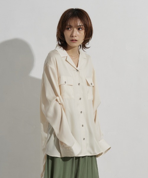 rem closet(レムクローゼット)の「2wayスリーブシャツ(シャツ/ブラウス・レディース・ダークグレー/アイボリー・FREE)」の7枚目の写真