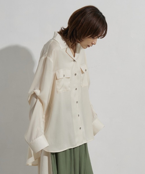 rem closet(レムクローゼット)の「2wayスリーブシャツ(シャツ/ブラウス・レディース・ダークグレー/アイボリー・FREE)」の11枚目の写真