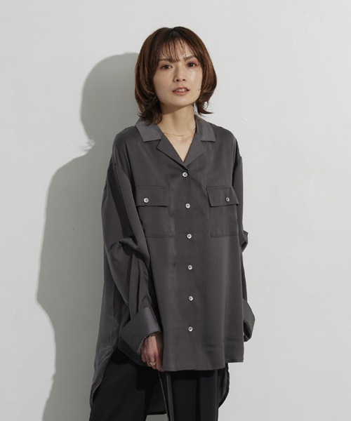 rem closet(レムクローゼット)の「2wayスリーブシャツ(シャツ/ブラウス・レディース・ダークグレー/アイボリー・FREE)」の20枚目の写真