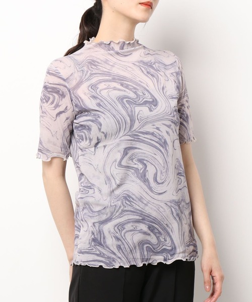 SpRay（スプレイ）の「マーブル柄パワーネット５分袖カットソー（Tシャツ/カットソー・レディース・パープル/グレー/ミント・FREE）」の21枚目の写真
