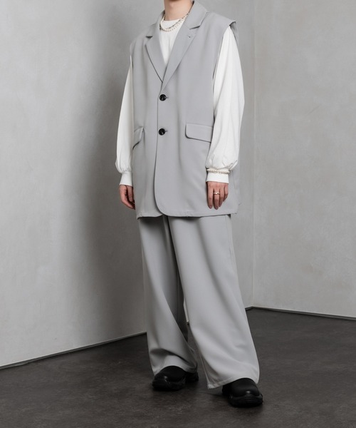 Adoon plain（アドーンプレーン）の「【Adoon plain】テーラードジレ（セットアップ着用可）（ベスト・メンズ・ブラック/グレー・MEDIUM/LARGE）」の13枚目の写真