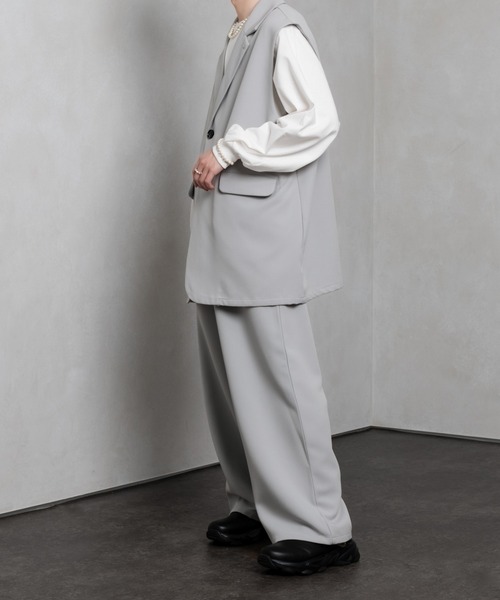 Adoon plain（アドーンプレーン）の「【Adoon plain】テーラードジレ（セットアップ着用可）（ベスト・メンズ・ブラック/グレー・MEDIUM/LARGE）」の16枚目の写真