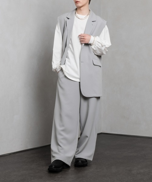 Adoon plain（アドーンプレーン）の「【Adoon plain】テーラードジレ（セットアップ着用可）（ベスト・メンズ・ブラック/グレー・MEDIUM/LARGE）」の15枚目の写真