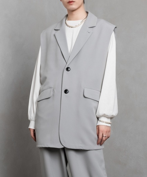 Adoon plain（アドーンプレーン）の「【Adoon plain】テーラードジレ（セットアップ着用可）（ベスト・メンズ・ブラック/グレー・MEDIUM/LARGE）」の18枚目の写真