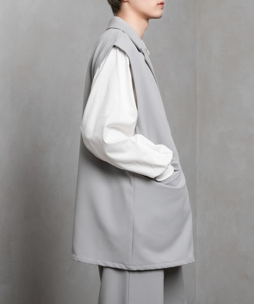Adoon plain（アドーンプレーン）の「【Adoon plain】テーラードジレ（セットアップ着用可）（ベスト・メンズ・ブラック/グレー・MEDIUM/LARGE）」の20枚目の写真