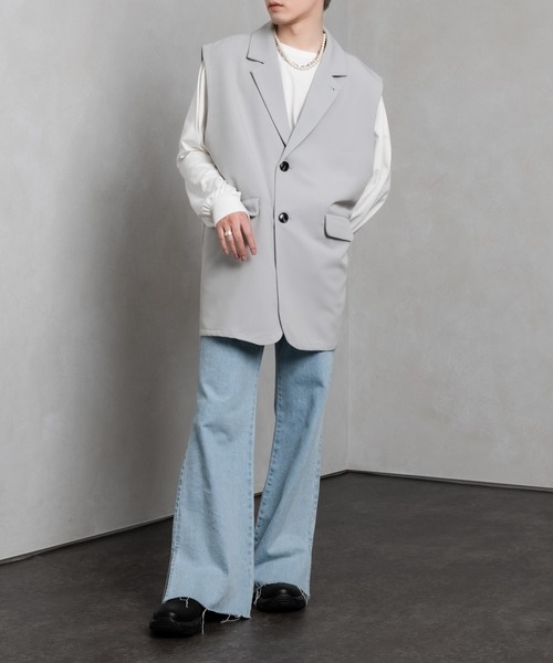 Adoon plain（アドーンプレーン）の「【Adoon plain】テーラードジレ（セットアップ着用可）（ベスト・メンズ・ブラック/グレー・MEDIUM/LARGE）」の14枚目の写真