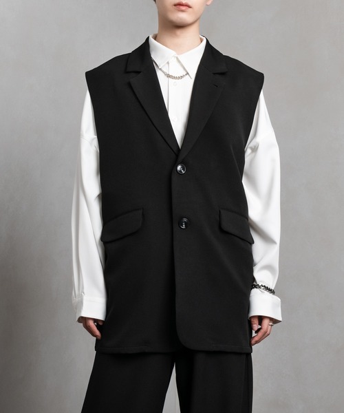 Adoon plain（アドーンプレーン）の「【Adoon plain】テーラードジレ（セットアップ着用可）（ベスト・メンズ・ブラック/グレー・MEDIUM/LARGE）」の9枚目の写真