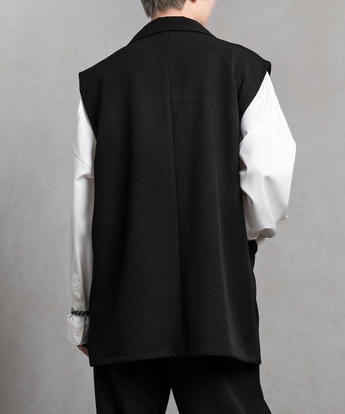 Adoon plain（アドーンプレーン）の「【Adoon plain】テーラードジレ（セットアップ着用可）（ベスト・メンズ・ブラック/グレー・MEDIUM/LARGE）」の11枚目の写真