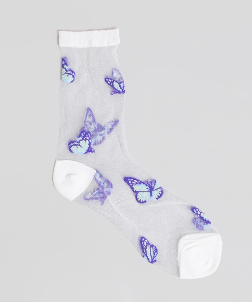 WC（ダブル シー）の「バタフライシースルーソックス（ソックス/靴下・レディース・ホワイト/ブラック・FREE）」の6枚目の写真