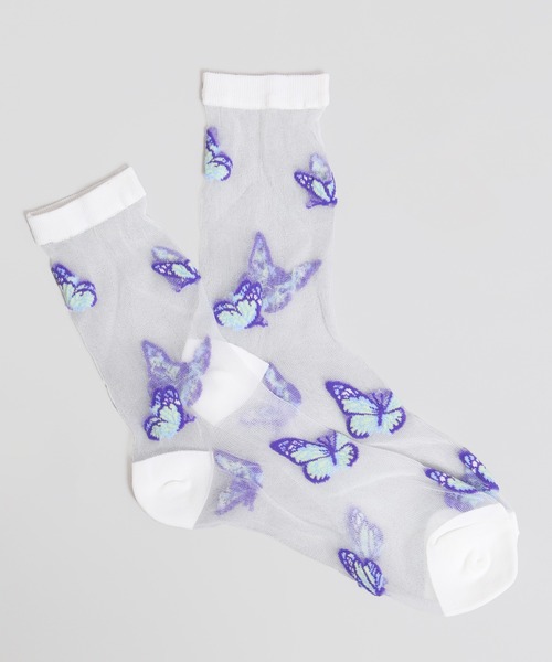 WC（ダブル シー）の「バタフライシースルーソックス（ソックス/靴下・レディース・ホワイト/ブラック・FREE）」の4枚目の写真