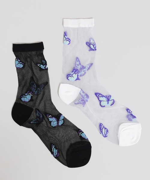WC（ダブル シー）の「バタフライシースルーソックス（ソックス/靴下・レディース・ホワイト/ブラック・FREE）」の8枚目の写真