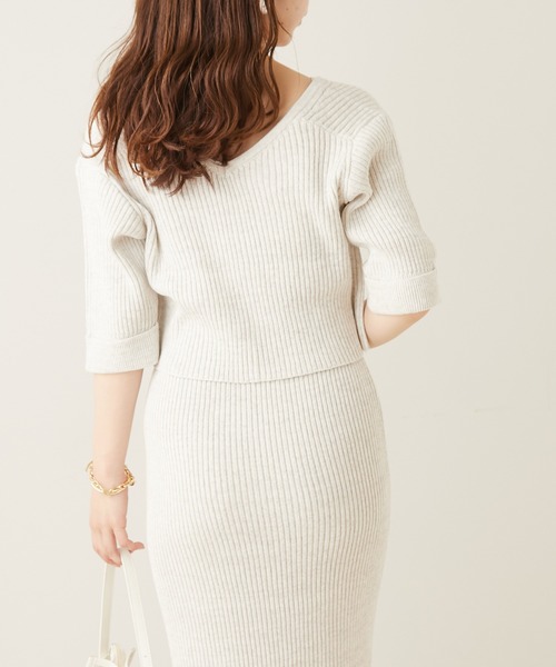 Chico(チコ)の「【新色追加】5分袖メランジカーディガン+キャミワンピースSET(ワンピース・レディース・ホワイト/ピンク/ミント/ブラック・FREE)」の19枚目の写真