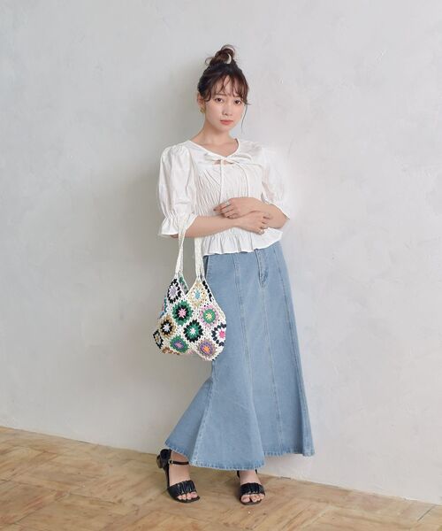 ems excite（エムズエキサイト）の「シャーリングボレロBL（シャツ/ブラウス・レディース・グリーン/ホワイト/ブラック・FREE）」の9枚目の写真