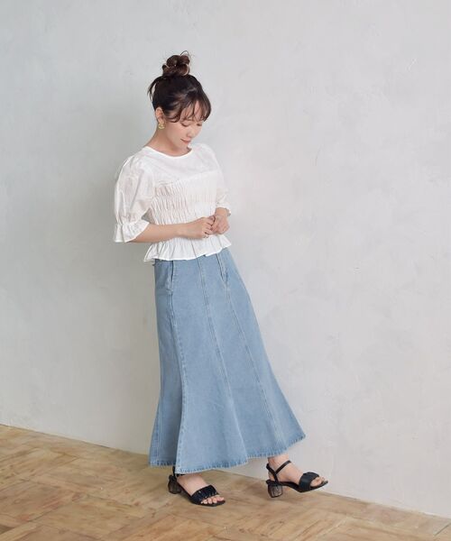 ems excite（エムズエキサイト）の「シャーリングボレロBL（シャツ/ブラウス・レディース・グリーン/ホワイト/ブラック・FREE）」の13枚目の写真