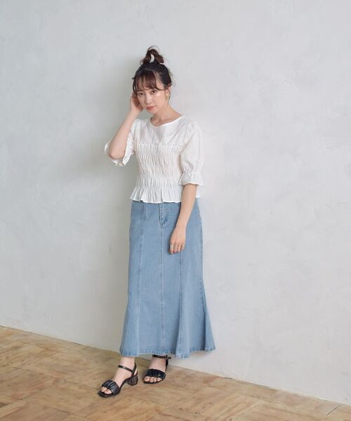 ems excite（エムズエキサイト）の「シャーリングボレロBL（シャツ/ブラウス・レディース・グリーン/ホワイト/ブラック・FREE）」の14枚目の写真