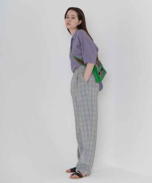 TINA：JOJUN（ティーナジョジュン）の「チェック柄 ルーズテーパードパンツ TINA：JOJUN（スラックス・レディース・サックスブルー/オレンジ・S/M）」の12枚目の写真