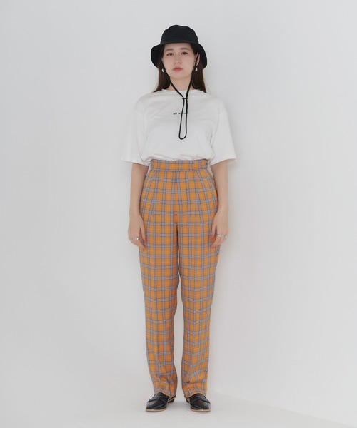 TINA：JOJUN（ティーナジョジュン）の「チェック柄 ルーズテーパードパンツ TINA：JOJUN（スラックス・レディース・サックスブルー/オレンジ・S/M）」の13枚目の写真