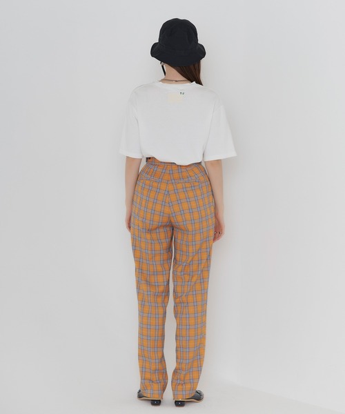 TINA：JOJUN（ティーナジョジュン）の「チェック柄 ルーズテーパードパンツ TINA：JOJUN（スラックス・レディース・サックスブルー/オレンジ・S/M）」の14枚目の写真