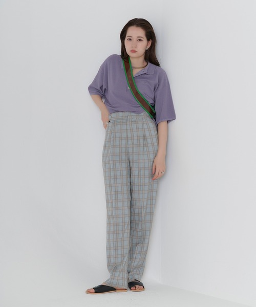 TINA：JOJUN（ティーナジョジュン）の「チェック柄 ルーズテーパードパンツ TINA：JOJUN（スラックス・レディース・サックスブルー/オレンジ・S/M）」の16枚目の写真