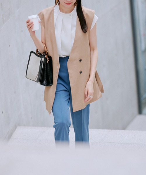 【WEB限定】【SET】フレンチスリーブタックブラウス＆フレアーパンツセット【sustainable】