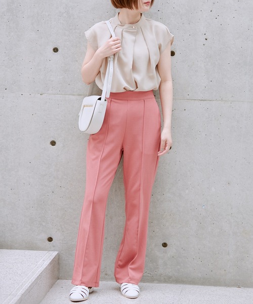 【WEB限定】【SET】フレンチスリーブタックブラウス＆フレアーパンツセット【sustainable】