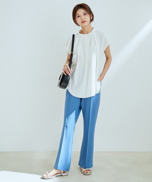 vis-`a-vis(ビサビ)の「【WEB限定】【SET】フレンチスリーブタックブラウス&フレアーパンツセット【sustainable】(シャツ/ブラウス・レディース・ピンク/ホワイト系その他/ベージュ系その他・S/M)」の8枚目の写真