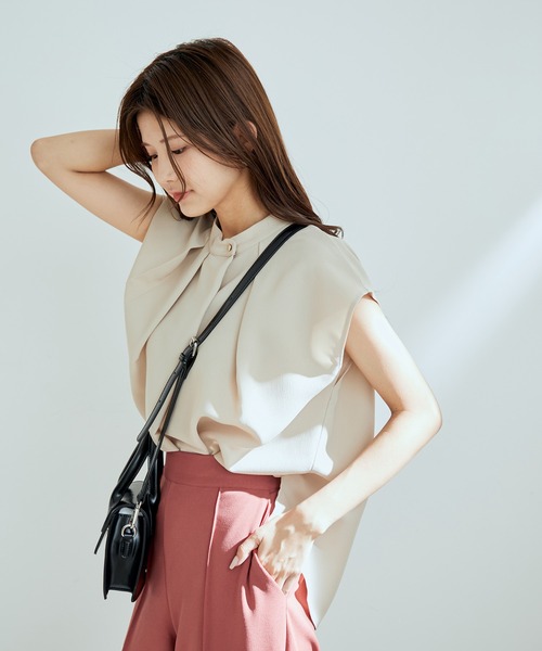 【WEB限定】【SET】フレンチスリーブタックブラウス＆フレアーパンツセット【sustainable】