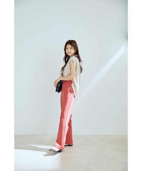 【WEB限定】【SET】フレンチスリーブタックブラウス＆フレアーパンツセット【sustainable】