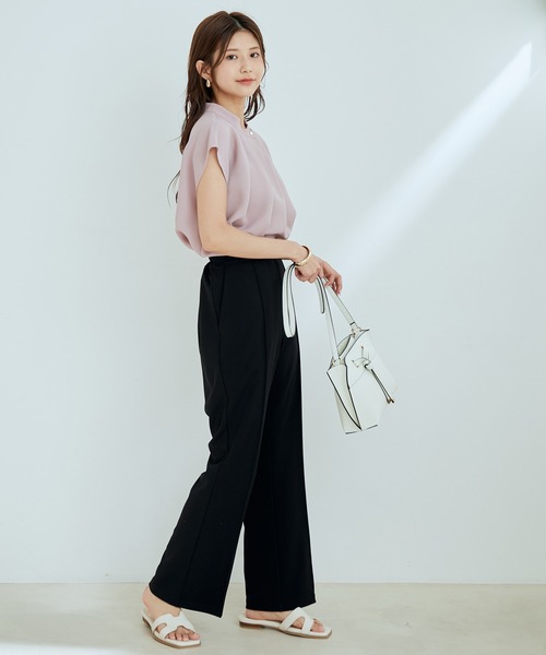 vis-`a-vis(ビサビ)の「【WEB限定】【SET】フレンチスリーブタックブラウス&フレアーパンツセット【sustainable】(シャツ/ブラウス・レディース・ピンク/ホワイト系その他/ベージュ系その他・S/M)」の18枚目の写真