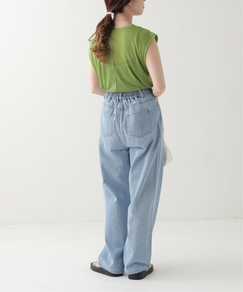 RAY CASSIN(レイカズン)の「シアーリブ配色メローノースリ(タンクトップ・レディース・グリーン/杢グレー/キナリ・FREE)」の8枚目の写真