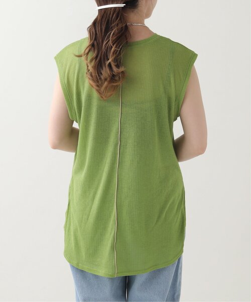 RAY CASSIN(レイカズン)の「シアーリブ配色メローノースリ(タンクトップ・レディース・グリーン/杢グレー/キナリ・FREE)」の11枚目の写真