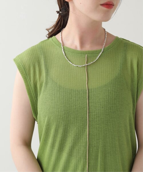 RAY CASSIN(レイカズン)の「シアーリブ配色メローノースリ(タンクトップ・レディース・グリーン/杢グレー/キナリ・FREE)」の12枚目の写真