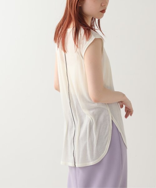 RAY CASSIN(レイカズン)の「シアーリブ配色メローノースリ(タンクトップ・レディース・グリーン/杢グレー/キナリ・FREE)」の18枚目の写真