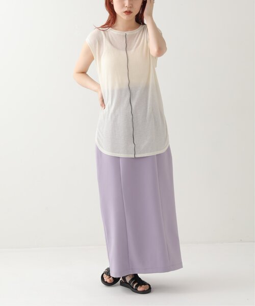 RAY CASSIN(レイカズン)の「シアーリブ配色メローノースリ(タンクトップ・レディース・グリーン/杢グレー/キナリ・FREE)」の19枚目の写真