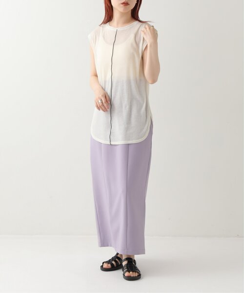 RAY CASSIN(レイカズン)の「シアーリブ配色メローノースリ(タンクトップ・レディース・グリーン/杢グレー/キナリ・FREE)」の20枚目の写真