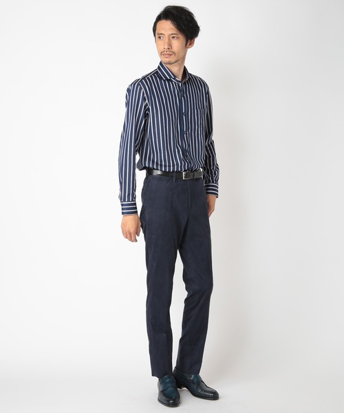 CROWDED CLOSET（クラウデッドクローゼット）の「サテン トリコストライプシャツ（シャツ/ブラウス・メンズ・ダークネイビー・01/02/03/04）」の5枚目の写真